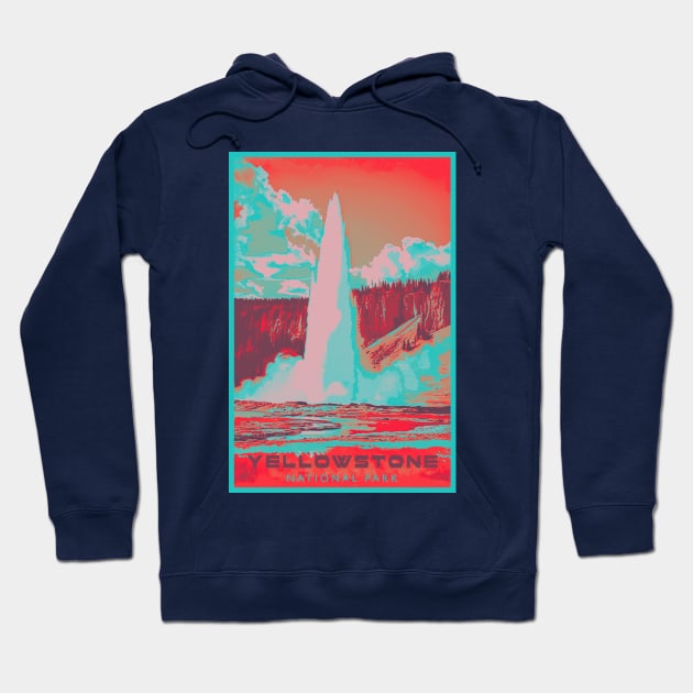 Doutone Yellowstone National Park Travel Poster Hoodie by GreenMary Design